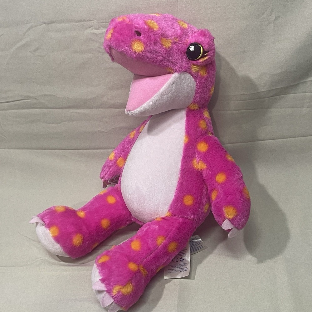 Build A Bear Pink Polka Dot Dinosaur Stuffed Animal 16" Plush Apatosaurus 2019
